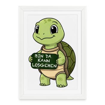 Cute turtle with funny starting phrase - Framed poster (27 × 37 cm) - white - Front
