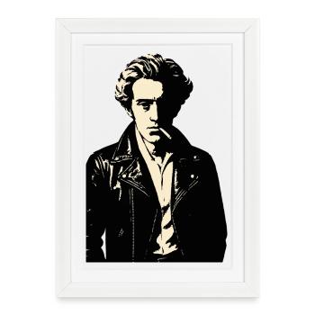 Portrait du rebelle de Soren Kierkegaard en cuir - Affiche encadrée (27 × 37 cm) - blanc - Devant
