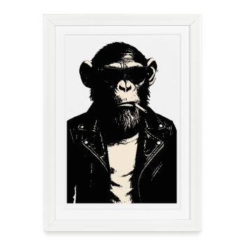Monkey Rebel Leather Jacket - Framed poster (27 × 37 cm) - white - Front