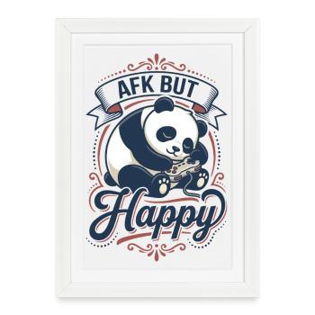AFK Panda Thème Happy Gaming - Affiche encadrée (27 × 37 cm) - blanc - Devant