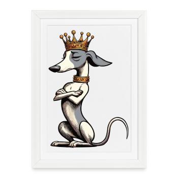 Whippet Greyhound Whippets Propriétaire de lévrier - Affiche encadrée (27 × 37 cm) - blanc - Devant