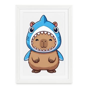 Costume de cochon d’Inde Hamster Capybara mignon Samba - Affiche encadrée (27 × 37 cm) - blanc - Devant