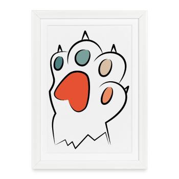 Patte de chat vintage rétro - Affiche encadrée (27 × 37 cm) - blanc - Devant