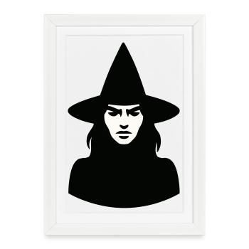 Sorcière avec chapeau - Affiche encadrée (27 × 37 cm) - blanc - Devant