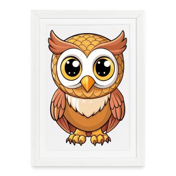 Bébé hibou - Affiche encadrée (27 × 37 cm) - blanc - Devant
