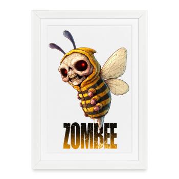ZOMBEE – Undead killer bee in a hoodie - Framed poster (27 × 37 cm) - white - Front