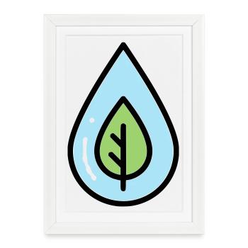 Water Drop Leaf Eco - Framed poster (27 × 37 cm) - white - Front