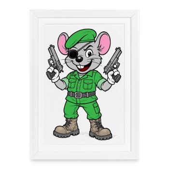 Armed Mouse Ranger - Framed poster (27 × 37 cm) - white - Front
