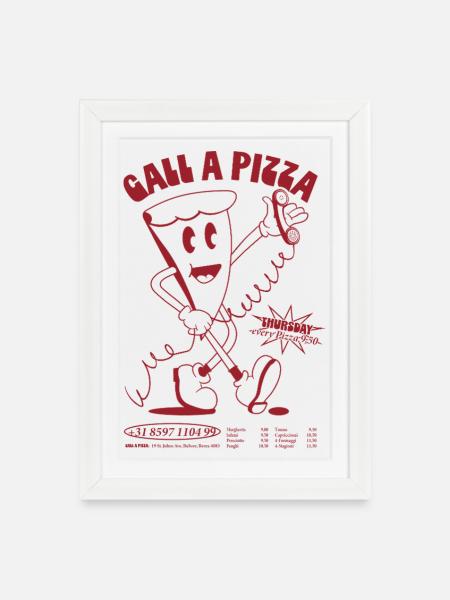 Call A Pizza - Gerahmtes Poster (27 × 37 cm) - Weiß