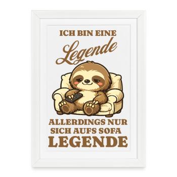 Sloth Series Evening Sofa Saying Funny - Framed poster (27 × 37 cm) - white - Front