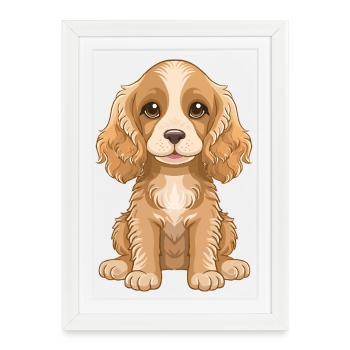 Cute Cocker Spaniel Puppy Cartoon - Framed poster (27 × 37 cm) - white - Front