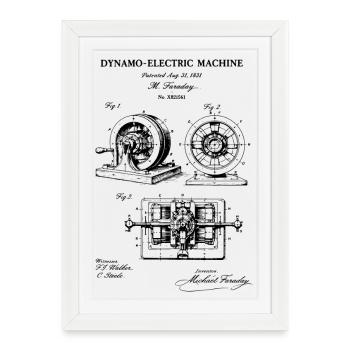 Electric Machine Patent Blueprint - Framed poster (27 × 37 cm) - white - Front