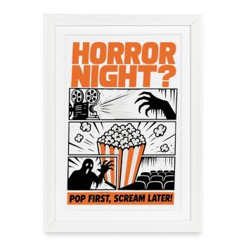 Horror Night Popcorn Design - Framed poster (27 × 37 cm) - white - Front