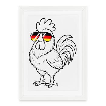 Coq drapeau allemand poulets allemands Allemagne - Affiche encadrée (27 × 37 cm) - blanc - Devant