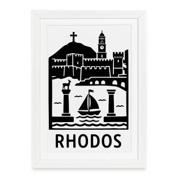 Rhodes Silhouette Landmarks - Framed poster (27 × 37 cm) - white - Front