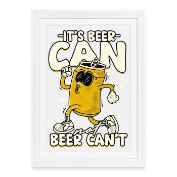 Son héros de canette de bière : style de bande dessinée audacieuse - Affiche encadrée (27 × 37 cm) - blanc - Devant