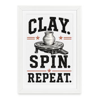 Clay Spin Repeat Ceramic Shirt - Framed poster (27 × 37 cm) - white - Front