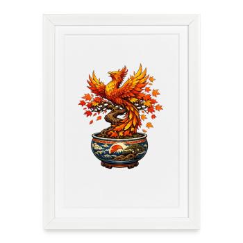 Phoenix in the autumn pot - Framed poster (27 × 37 cm) - white - Front