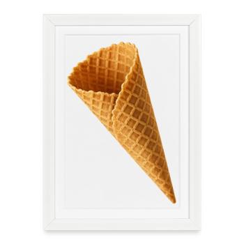Illustration du cornet de glace croustillant - Affiche encadrée (27 × 37 cm) - blanc - Devant