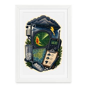Storm Observation Map Radio Clouds - Framed poster (27 × 37 cm) - white - Front