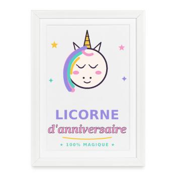 Licorne anniversaire magique - Affiche encadrée (27 × 37 cm) - blanc - Devant