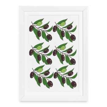 Olive Branch Pattern - Framed poster (27 × 37 cm) - white - Front