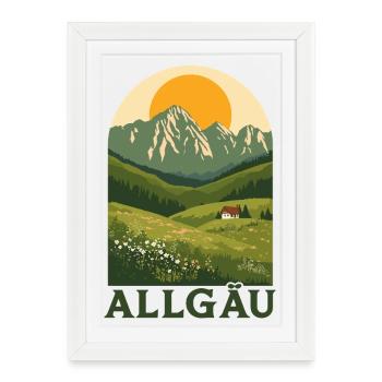 Allgäu Alpine Nature - Gerahmtes Poster (27 × 37 cm) - Weiß - Vorne