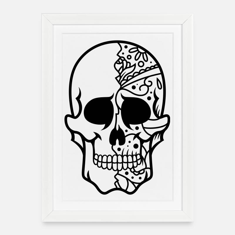 Skull - Framed poster (27 × 37 cm) - white