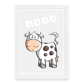 Little Mooo Cow - Vaches - Comic - Affiche encadrée (27 × 37 cm) - blanc - Devant