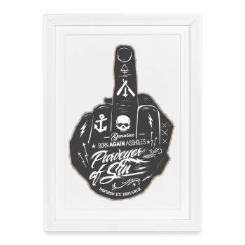 middle finger - Framed poster (27 × 37 cm) - white - Front