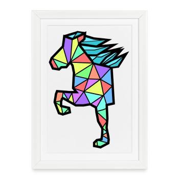 Cool Polygon Horses Icelandic Horses Horse Love - Framed poster (27 × 37 cm) - white - Front