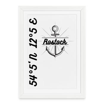 Rostock coordonne Maritim Mer Baltique - Affiche encadrée (27 × 37 cm) - blanc - Devant
