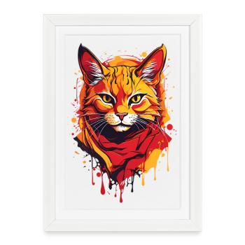 Chat cool - Affiche encadrée (27 × 37 cm) - blanc - Devant