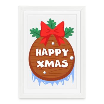 Noël, joyeuse fête, père Noël - Affiche encadrée (27 × 37 cm) - blanc - Devant