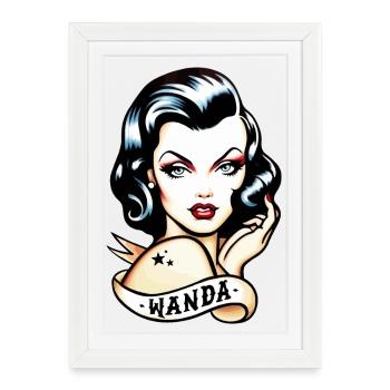 Retro Tattoo Inspired Wanda Design - Framed poster (27 × 37 cm) - white - Front