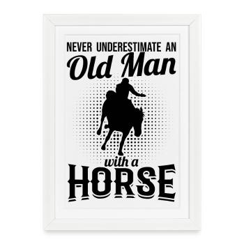 Chevaux Grand-père - Affiche encadrée (27 × 37 cm) - blanc - Devant