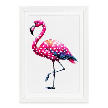 Polka dot flamingo - Framed poster (27 × 37 cm) - white - Front
