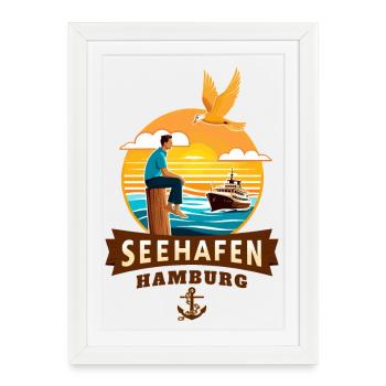 Hamburg Seaport - Framed poster (27 × 37 cm) - white - Front