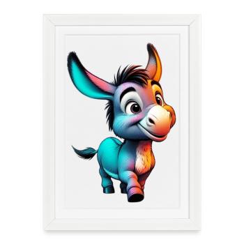 Âne âne tétine mule - Affiche encadrée (27 × 37 cm) - blanc - Devant