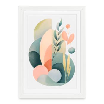 Composition de la flore abstraite pastel - Affiche encadrée (27 × 37 cm) - blanc - Devant