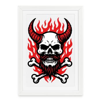 Démon Crâne de Feu - Affiche encadrée (27 × 37 cm) - blanc - Devant