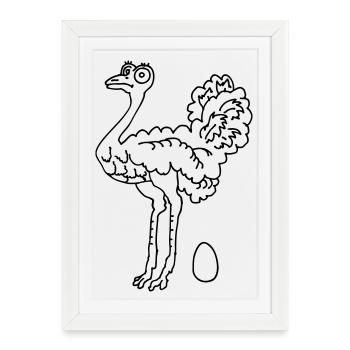 Autruche - Affiche encadrée (27 × 37 cm) - blanc - Devant