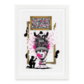 PopCollage Head Sculpture - Framed poster (27 × 37 cm) - white - Front