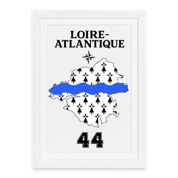Loire Atlantique 44 - Affiche encadrée (27 × 37 cm) - blanc - Devant