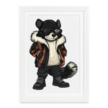 Skunk Hiver frais - Affiche encadrée (27 × 37 cm) - blanc - Devant