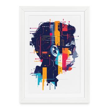 Art de circuit de piratage PCB à motif IA numérique - Affiche encadrée (27 × 37 cm) - blanc - Devant