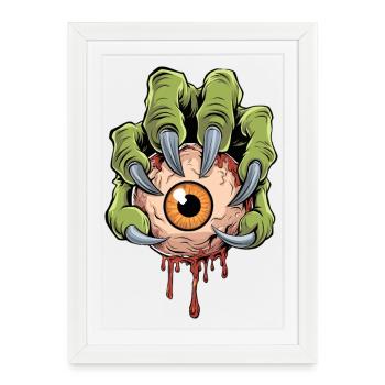 Monster Hand Holding Scary Eye - Framed poster (27 × 37 cm) - white - Front