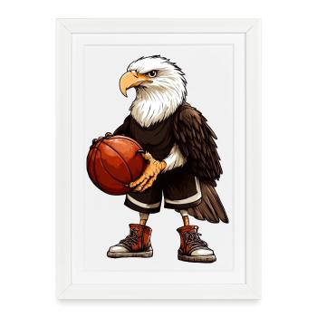 Eagle basket-ball / Bird - Affiche encadrée (27 × 37 cm) - blanc - Devant