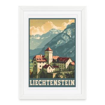 Liechtenstein Vaduz Castle Travel Art - Framed poster (27 × 37 cm) - white - Front