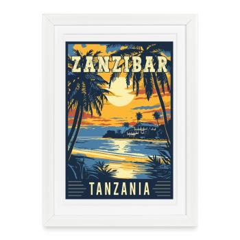 Explorez le Zanzibar tropical en Tanzanie - Affiche encadrée (27 × 37 cm) - blanc - Devant